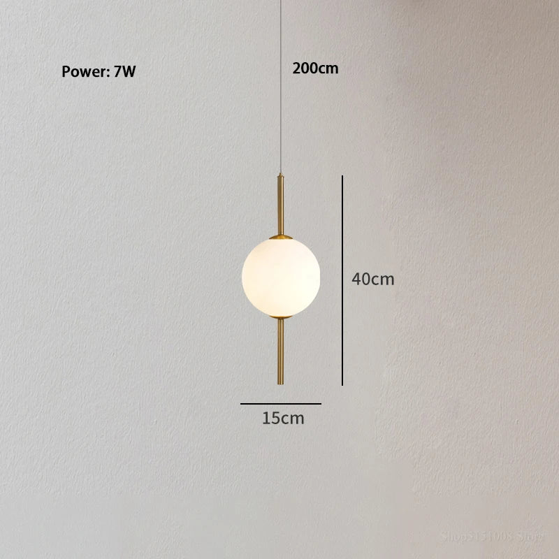 suspension lumineuse moderne blanc doré sphères translucides câble suspendu minimaliste trois leds chambre salon