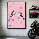 affiche autocollante metallica logo rock graphique cadre noir rouge blanc chambre