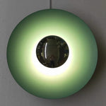 miroir mural decoratif circulaire moderne eclairement led orange bronze argenté vert bleu foncé texturé