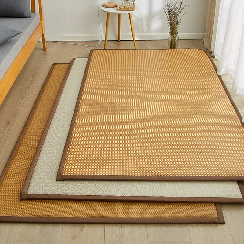 tapis tissé géométrique moderne beige marron clair chambre salon 100x200cm