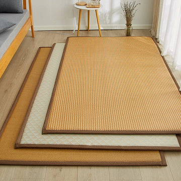 tapis tissé géométrique moderne beige marron clair chambre salon 100x200cm
