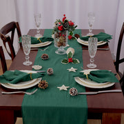 Chemin de table de Noël vert sapin en coton pour décoration festive de table de réveillon