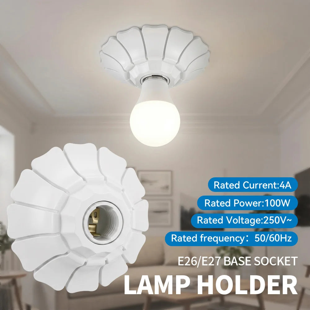 supports lampe blanc plissé moderne E26 E27 certification ROHS UL LVD CEM ABS