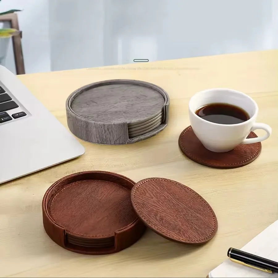 coasters texture bois gris marron moderne pièces boîte rangement elasthanne