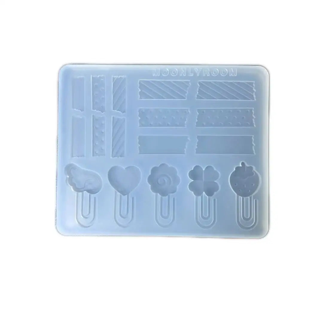 moule silicone transparent moderne divers motifs clips coeurs fleurs lignes ellipse 9.4cm