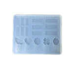 moule silicone transparent moderne divers motifs clips coeurs fleurs lignes ellipse 9.4cm