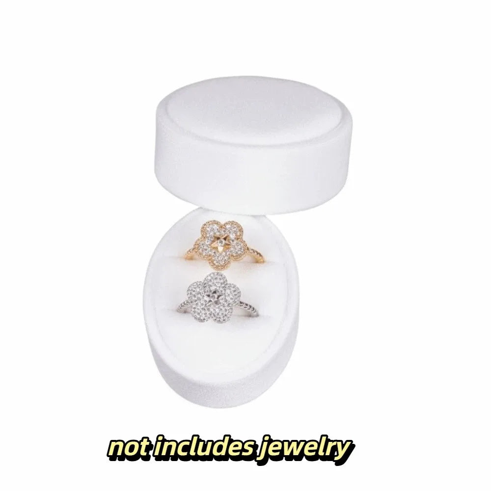 boîte bijoux velours classique blanc vert foncé deux trois compartiments élégante rangement anneaux