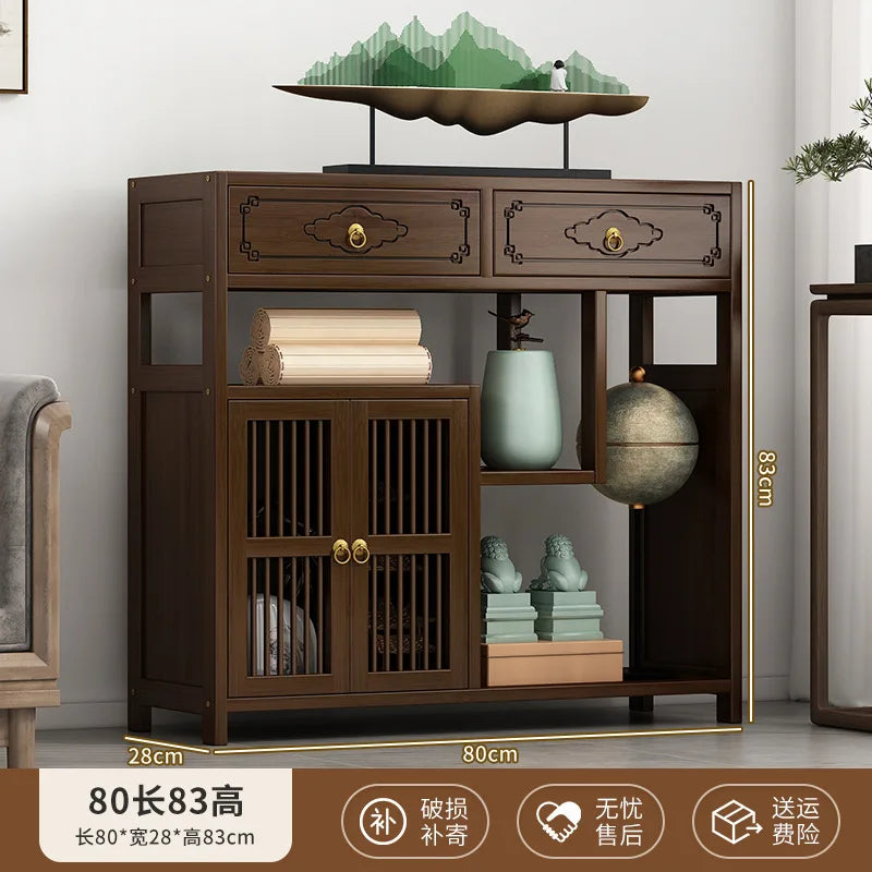 étagère meuble bois marron moderne tiroirs portes grillage accessoires décor