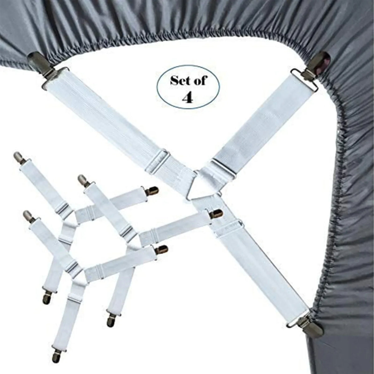 attaches drap housse clips métalliques lot pièces noir blanc tissu uni fonctionnel minimaliste fixations