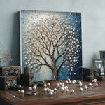 kit peinture points tableau décoratif baleine océan fleurs bleu blanc beige