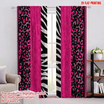 rideau léopard moderne rose vif noir blanc deux pièces polyester decoration fête