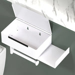 rangement mural moderne noir blanc salle bain porte papier toilette support smartphone éléments diffuseur