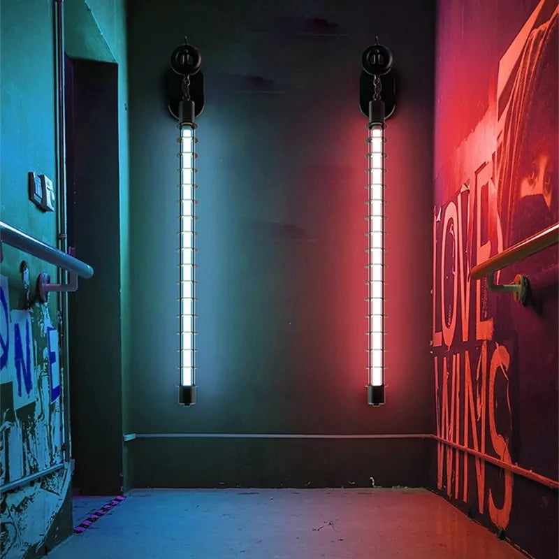 Luminaire mural LED moderne tube suspendu noir blanc chaud industriel moderne