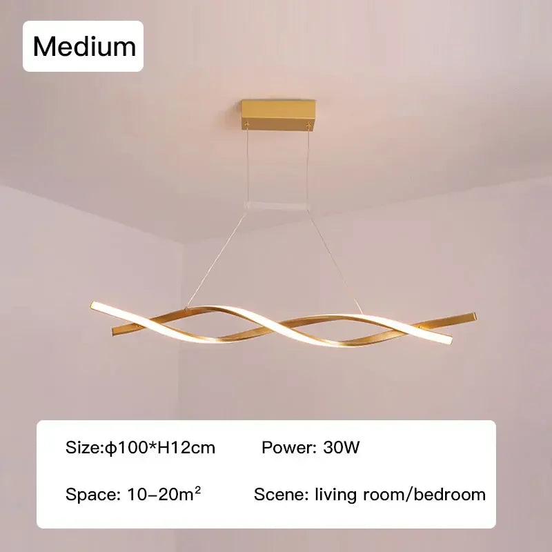 suspension lumineuse moderne blanc doré ondulée clips fixation 2000lm 82000lm 90260v 1015m²