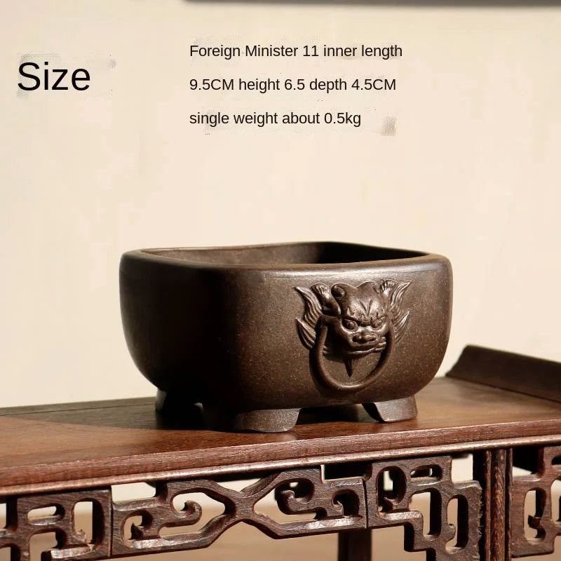 petit pot fleurs argile gris beige chinois artisanal maison