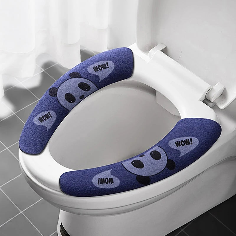 couvre siège toilette adhésif dessins animaux gris bleu orange jaune doux confortable tapis collant