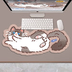 tapis souris chaton dessin animé orange blanc gris rose bleu motifs floraux poissons non