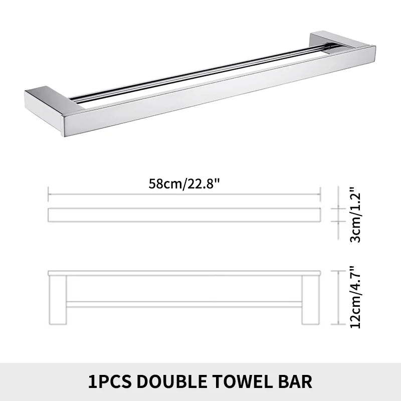 ensemble accessoires salle bain chrome moderne étagère murale porte serviettes porte savon porte rouleau