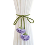 accessoires rideaux bohèmes attaches fleurs tissu coton couleurs vert jaune orange violet