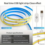 ruban led blanc bleu noir adhésif tactile usb 5v 3000k minimaliste chambre