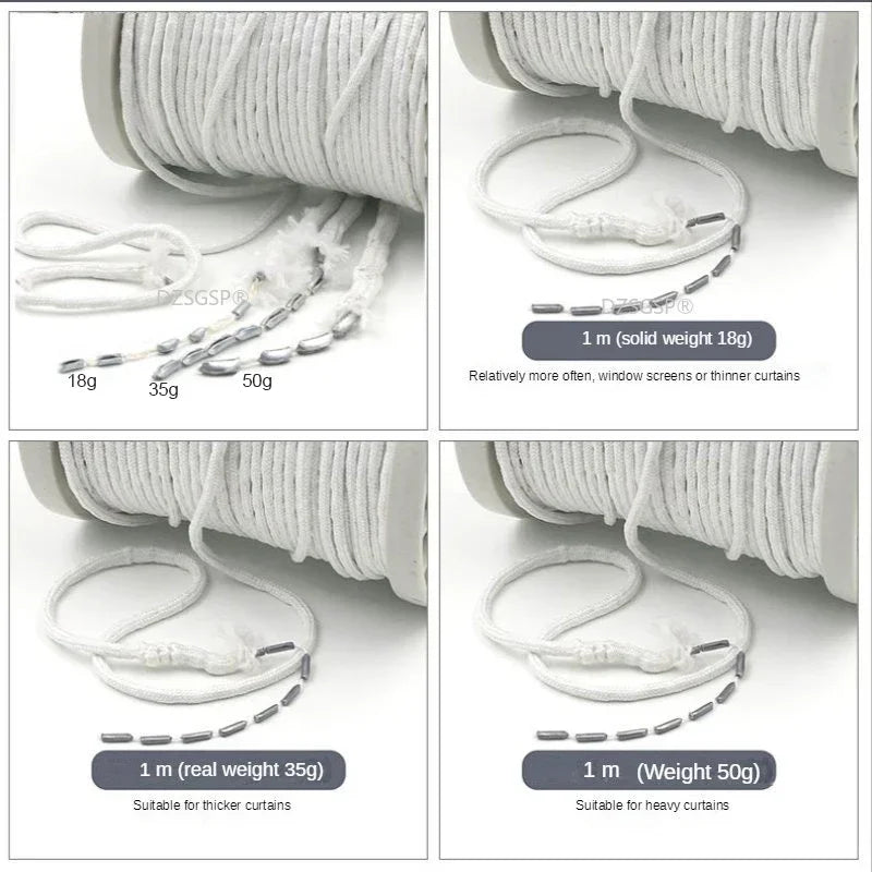 poids métalliques corde tressée anneaux boucles rideaux polyester accessoires anti flottants modernes utilitaires