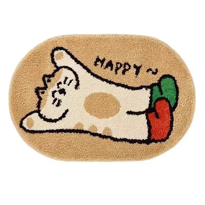 tapis dessin animé antidérapant imperméable motif chien DOOOG marron bleu clair polyester extérieur entrée