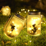 lampe solaire suspendue transparente feécale silhouette moderne jardin patio bocal verre led anneau corde