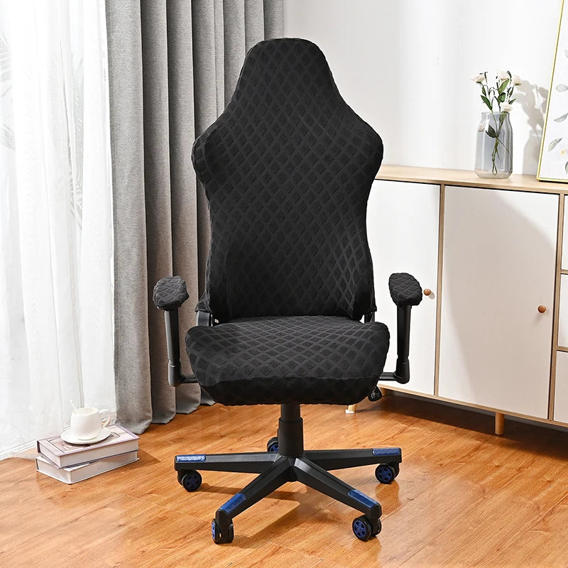 housse chaise élasthanne polyester anti salissures couleurs noir blanc gris moderne ergonomique adjustable roulettes