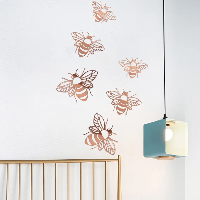 autocollants abeilles or noir moderne minimaliste adhésif 12 pièces chambre enfant décoration intérieure festive