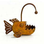 cache plantes forme poisson orange rouille texture écailles artisanal rustique sans fixation plante succulentes