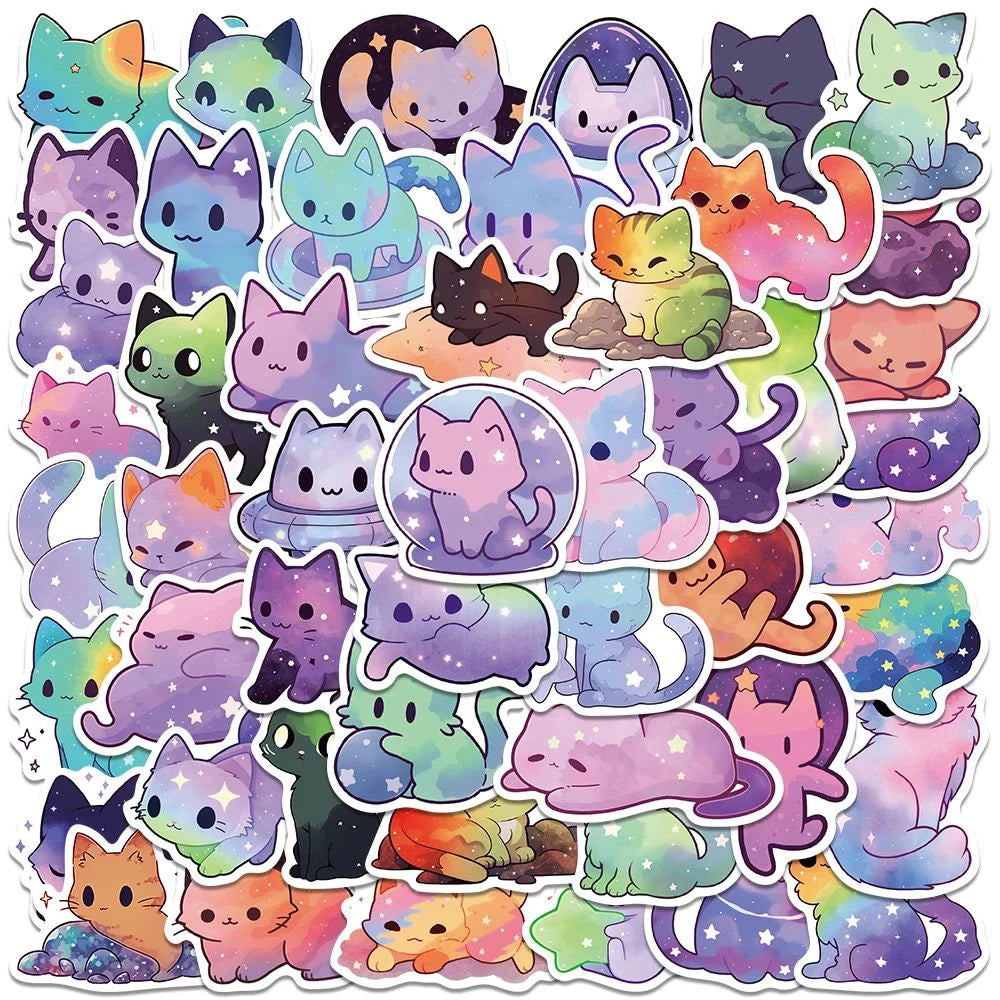 stickers multicolores étoiles galaxie dessin animé mignon adhésifs waterproof bagages téléphone enfants jouets