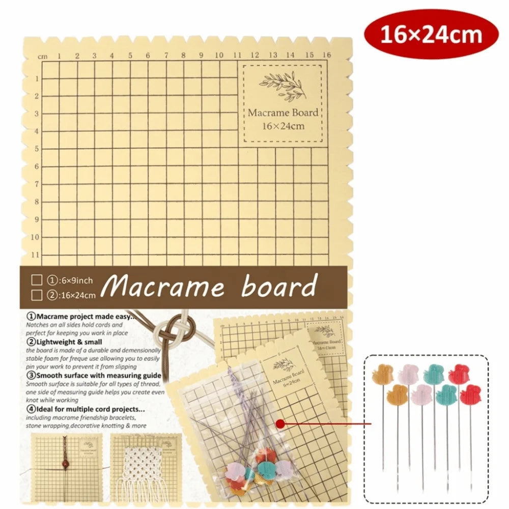 kit bricolage macramé planche mousse fils colorés épingles fleurs loisirs créatifs nœuds