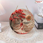 tableau mural japonais femme kimono fleurs rouge contemporain opaque cordelette 20cm 24cm 28cm 32cm