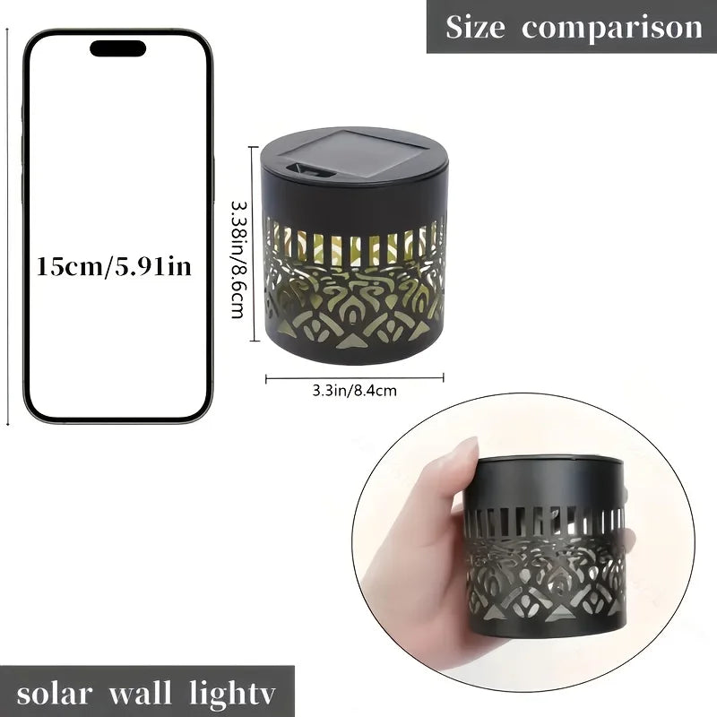 lampe solaire murale moderne ornements floraux adhésif noir doré extérieur décoration jardin patio
