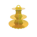 support cupcakes iridescent moderne rayures horizontales motifs floraux dorés anniversaire festive