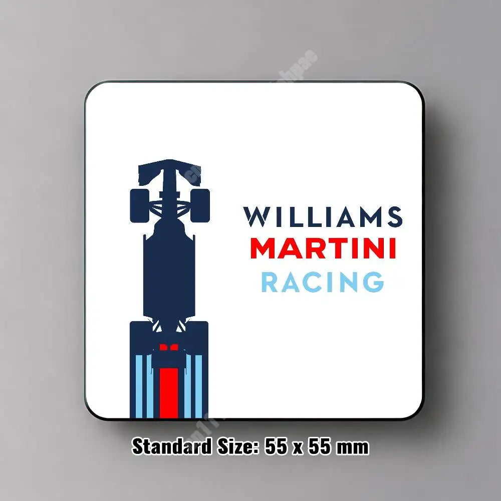 coasters aimants réutilisables rayures racing bleu rouge blanc Williams Martini