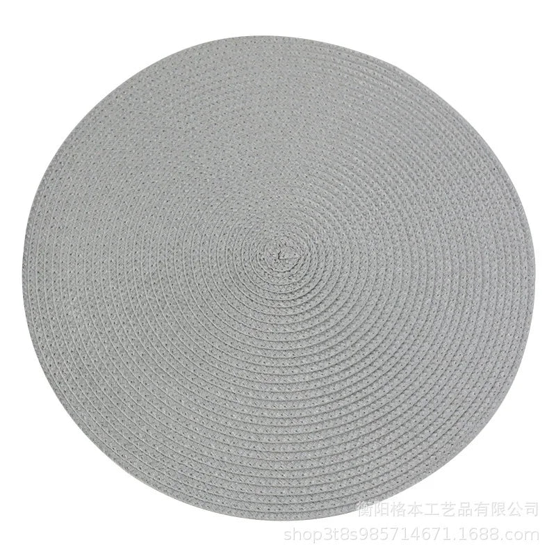tapis table rond tissé turquois respectueux environnement moderne 15 pouces assiettes verres