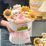 bouquet fleurs artificielles tournesols jaune orange blanc décoration mariage cadeau fête enseignants