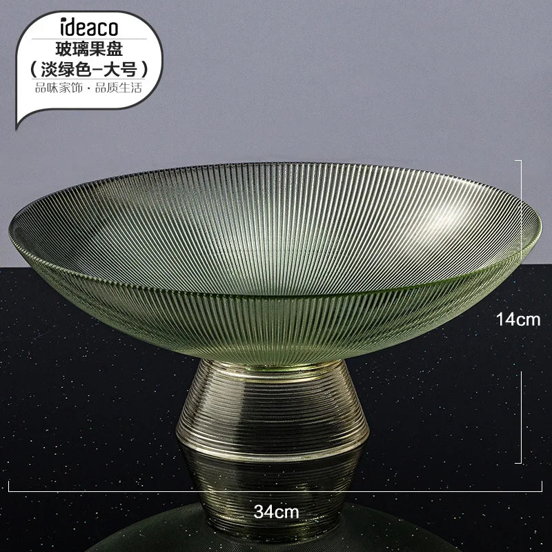 assiettes verre rayées vert clair moderne élégantes décoration table grande capacité