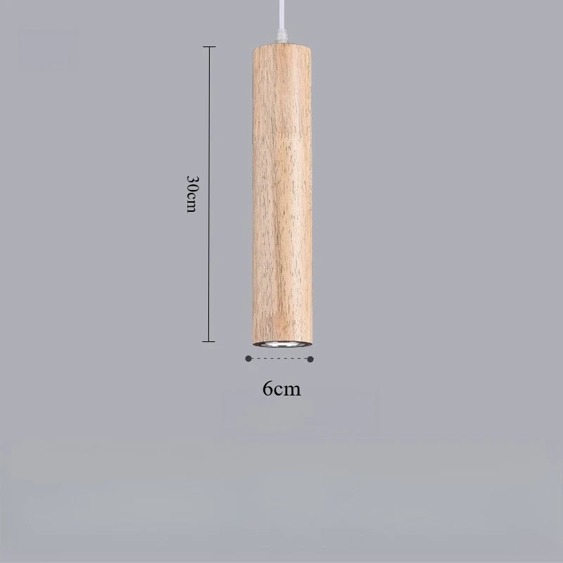 Lampes suspendues bois minimaliste modernes chambre salon éclairage LED marron foncé beigeclair