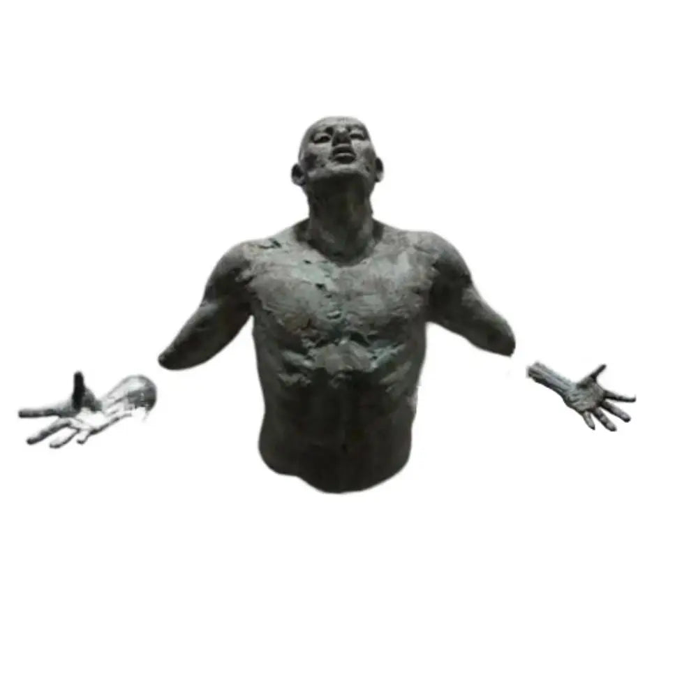 statue résine gris métallisé texture granuleuse art contemporain pieds détachables adhésif décoration intérieure abstraite