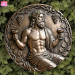décoration murale relief bronze homme couronné coupes vignes raisins grec classique chambre salon jardinet
