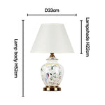 lampe table moderne abat jour fleurs oiseaux classique blanc doré vintage