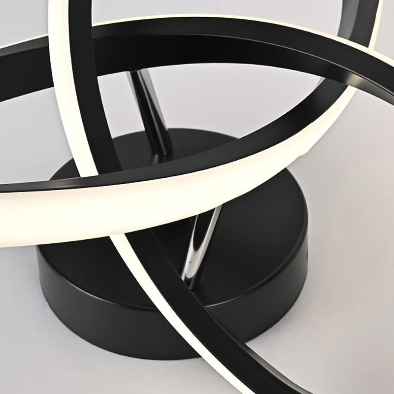 lampe contemporaine led noir doré circulaire minimaliste(touches interrupteur) 24cm