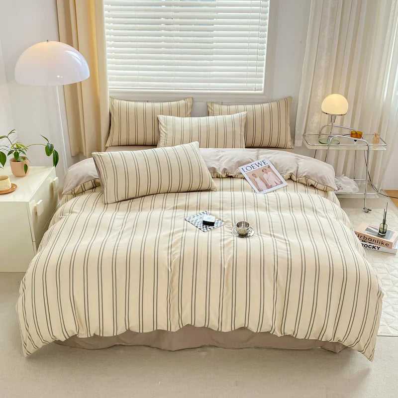 Ensemble complet parure de lit avec drap plat et taies d'oreiller