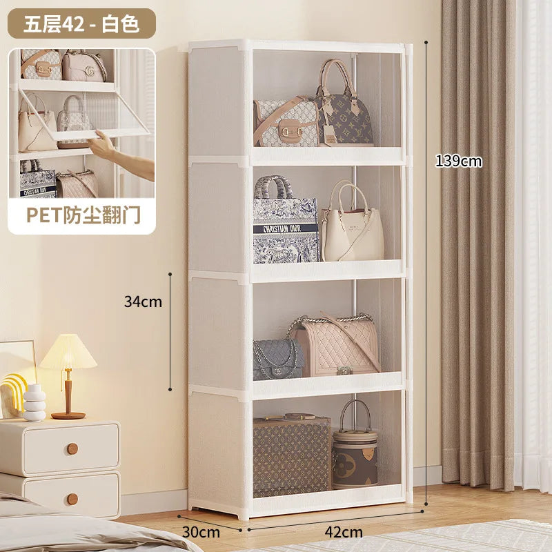 étagère bagages moderne acier inoxydable blanc anti poussière niveaux 42 cm