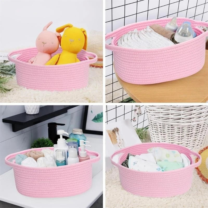 panier ovale tissé moderne rose bleu gris jaune poignées transparent sac