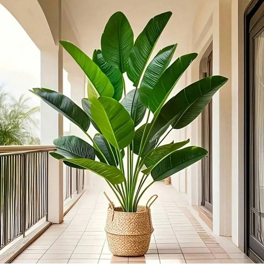feuilles larges artificielles vertes modernes extérieur decoration anniversaire tropical 18 pieces plantation sol verte