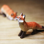 figurine renard bois artisanal orange beige stylisée décoration maison