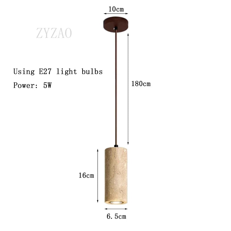 Lampe suspendue moderne minimaliste pierre beige clair texture granulée câble noir pendentif chambre salon